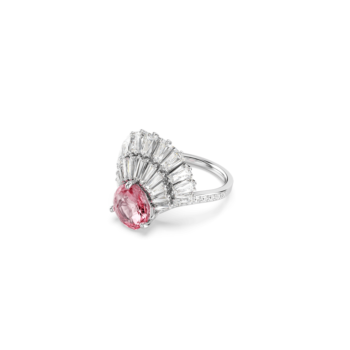 Idyllia cocktail ring, Mixed cuts, Shell, Pink, Rhodium plated