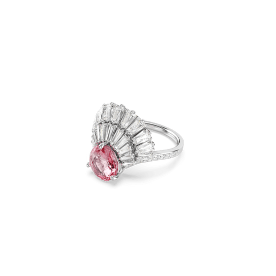 Idyllia cocktail ring, Mixed cuts, Shell, Pink, Rhodium plated