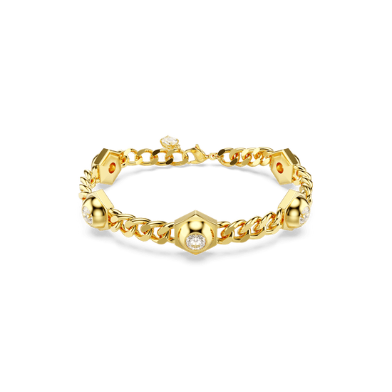 Numina bracelet, Round cut, White, Gold-tone plated