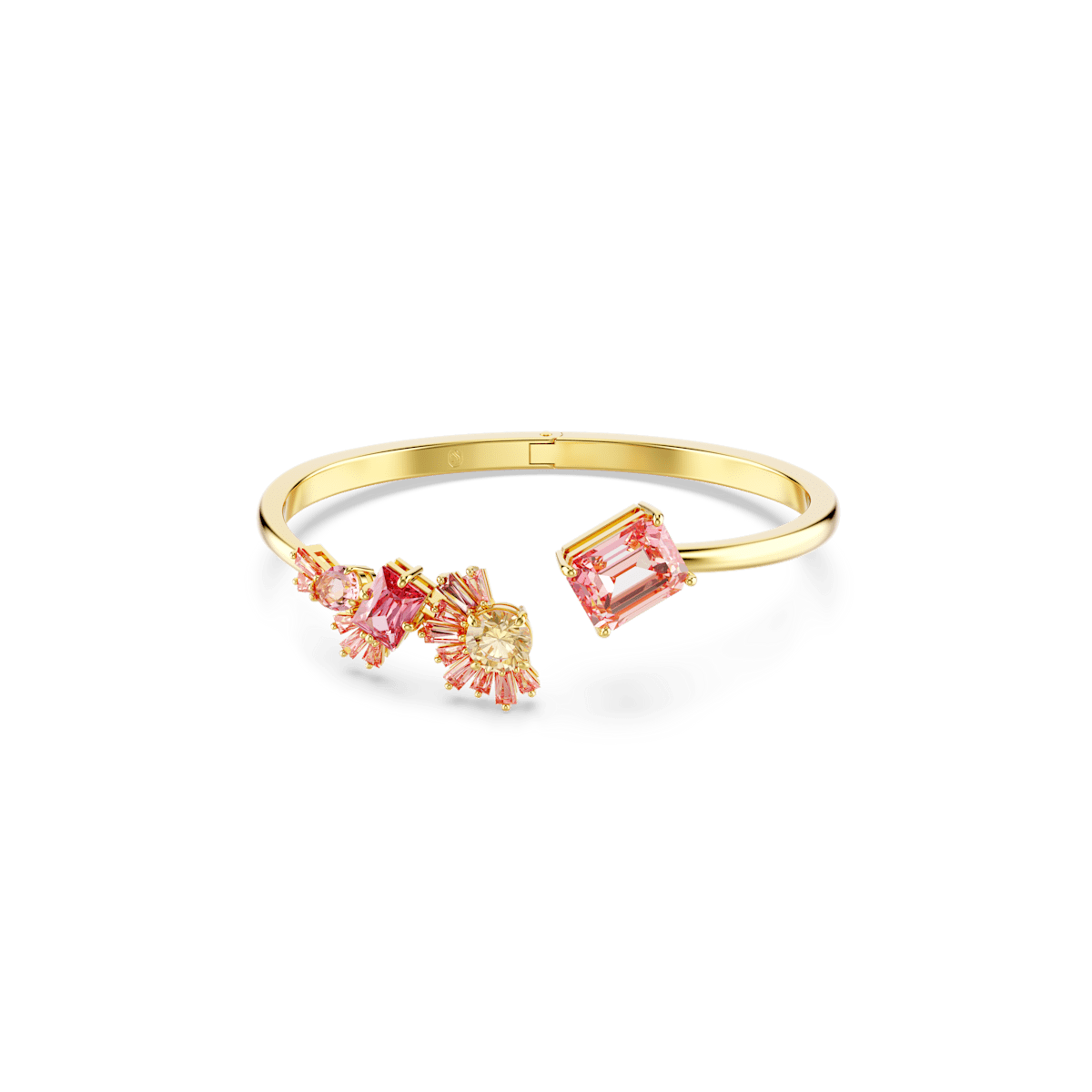Gema bangle, Mixed cuts, Pink, Gold-tone plated