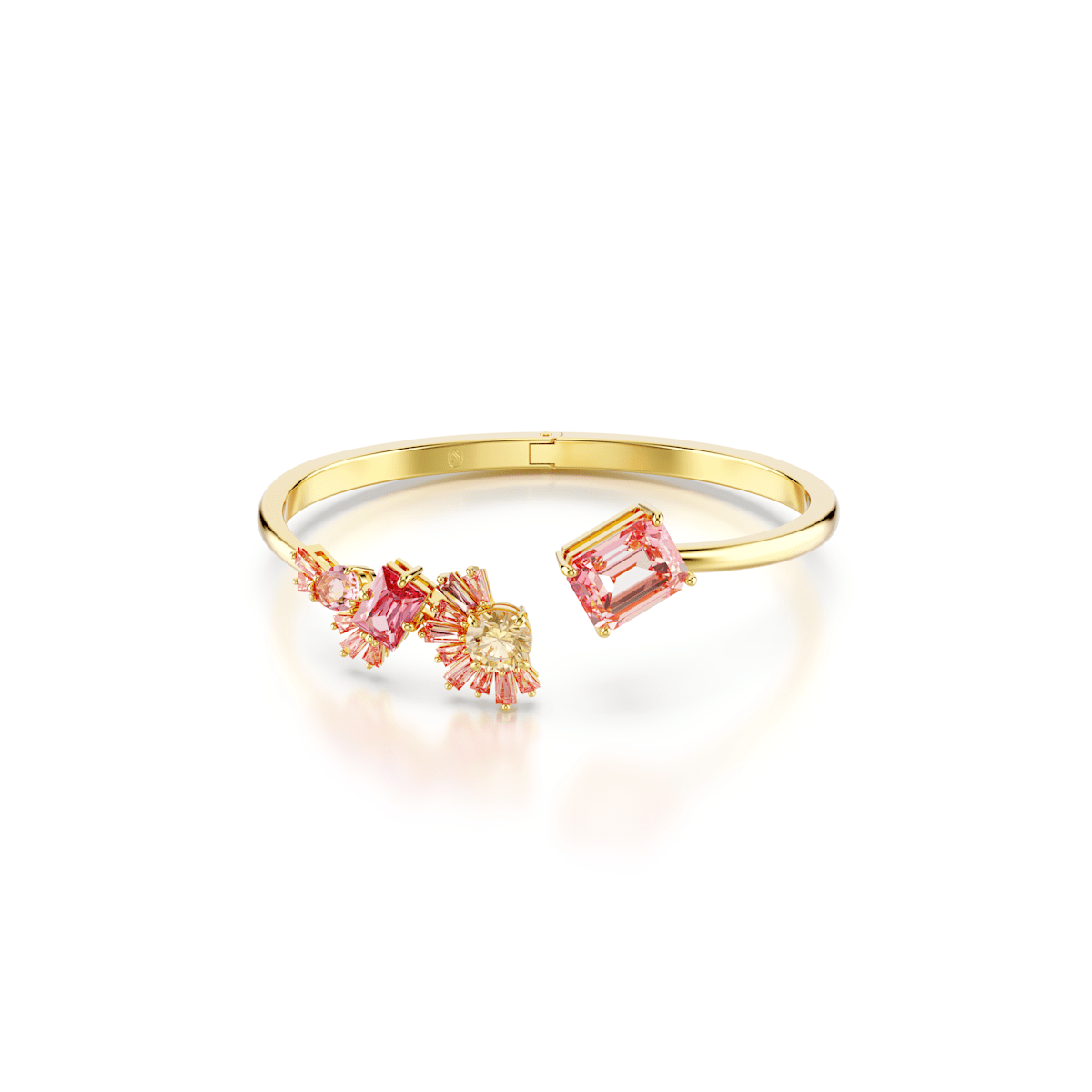 Gema bangle, Mixed cuts, Pink, Gold-tone plated