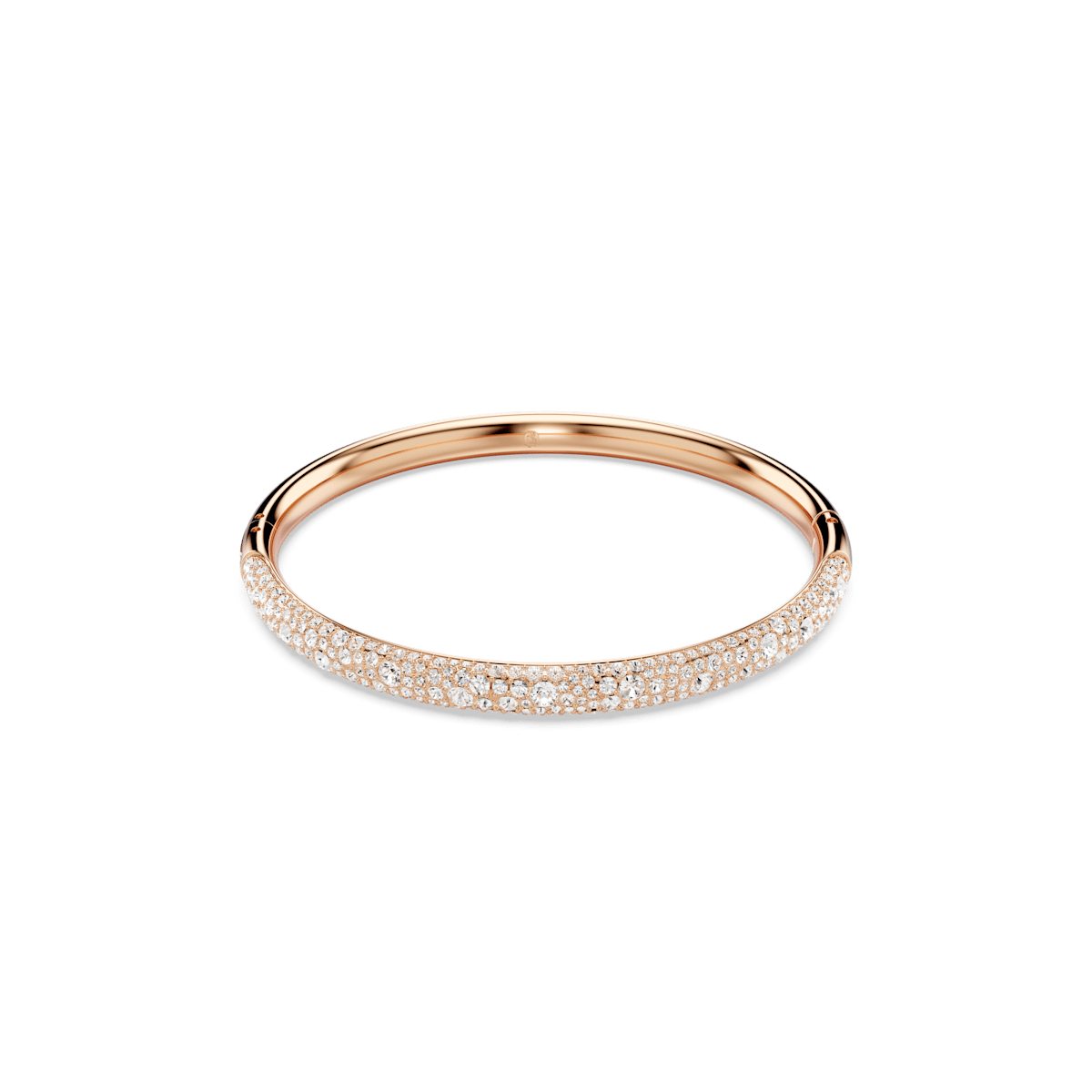 Meteora bangle, Snow pavé, White, Rose gold-tone plated