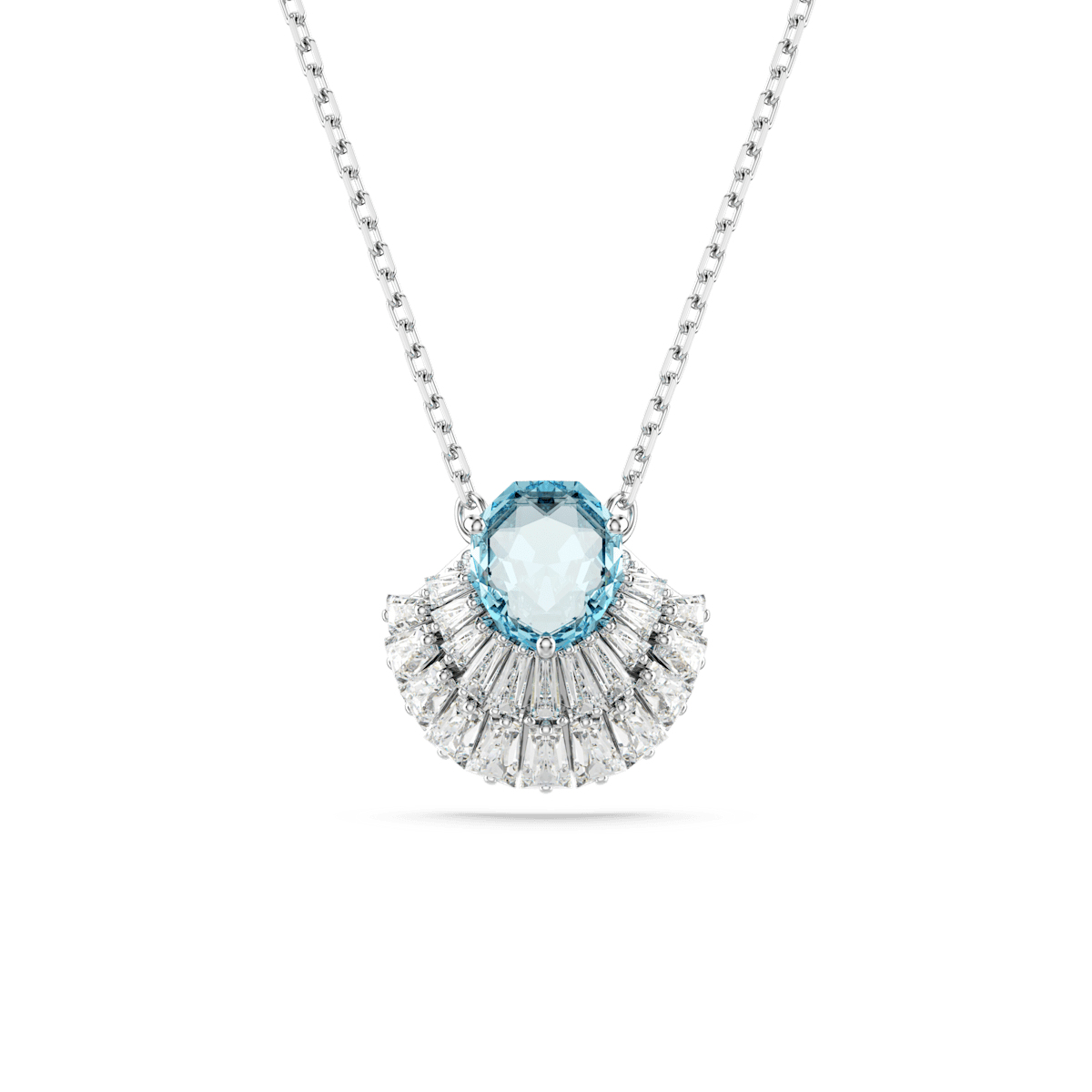 Idyllia pendant, Shell, Blue, Rhodium plated