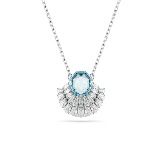 Idyllia pendant, Shell, Blue, Rhodium plated