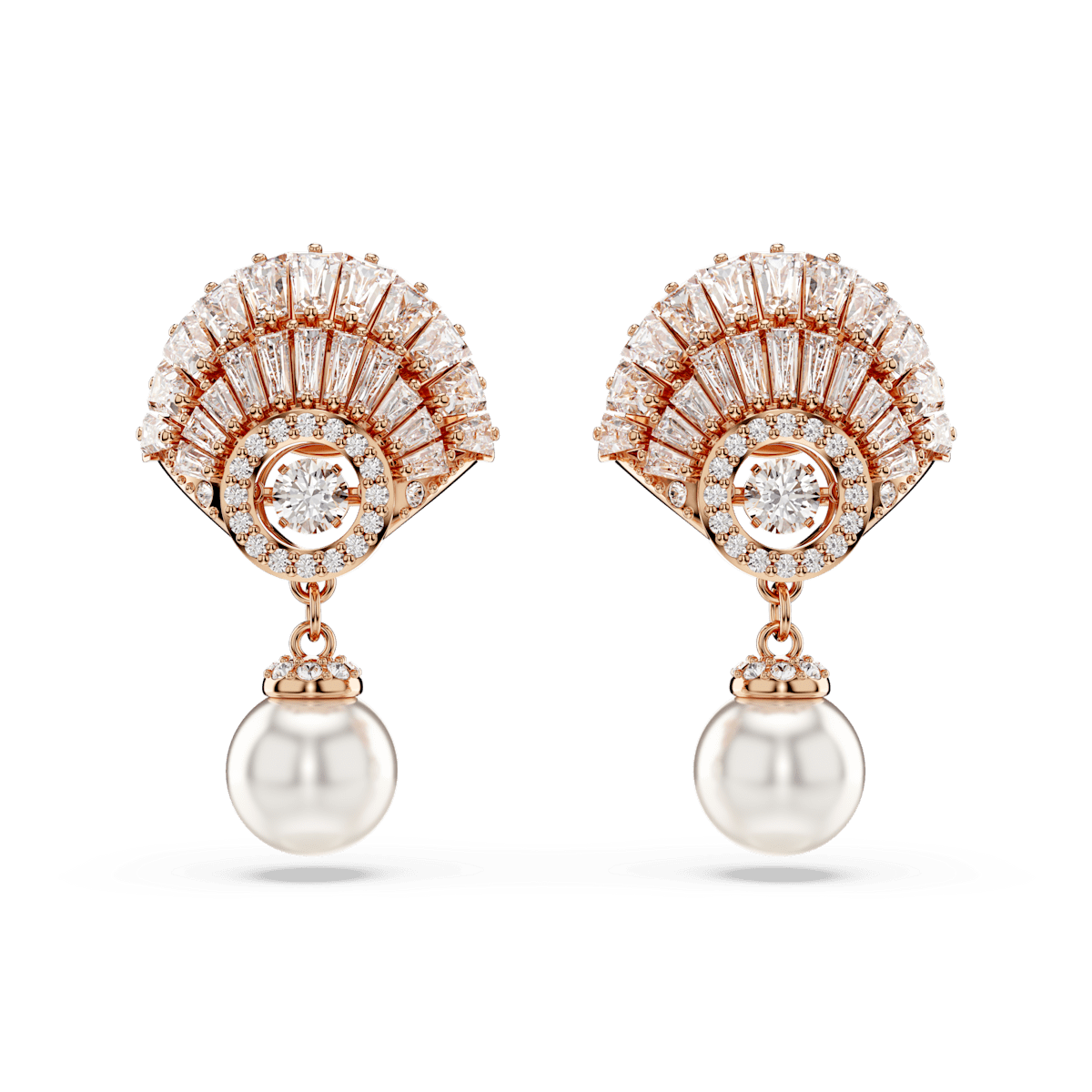 Idyllia drop earrings, Shell, White, Rose gold-tone plated