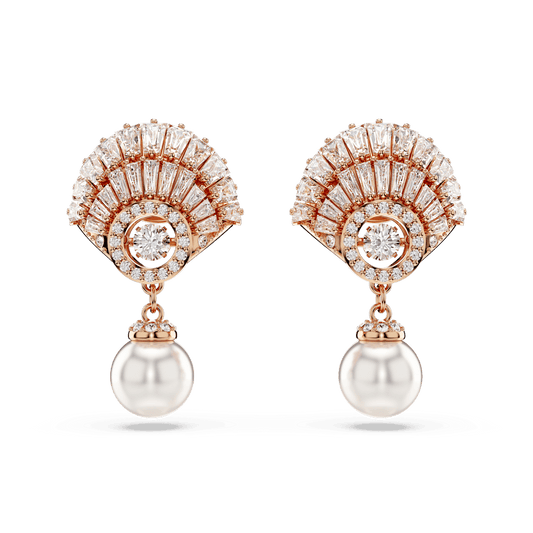 Idyllia drop earrings, Shell, White, Rose gold-tone plated