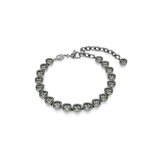 Imber Tennis bracelet, Round cut, Black, Ruthenium plated