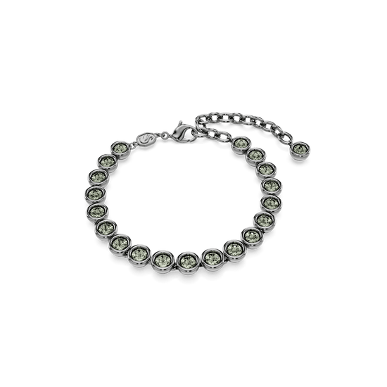Imber Tennis bracelet, Round cut, Black, Ruthenium plated