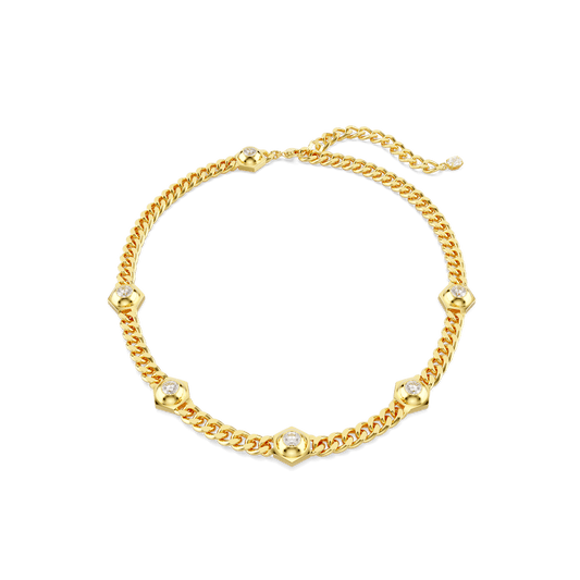 Numina necklace, Round cut, White, Gold-tone plated