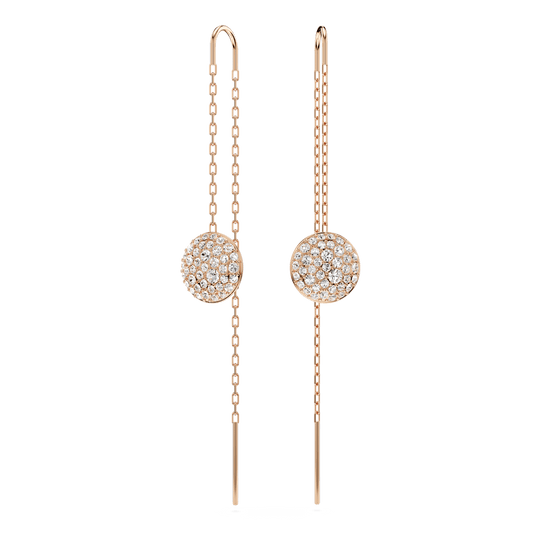 Meteora drop earrings, White, Rose gold-tone plated