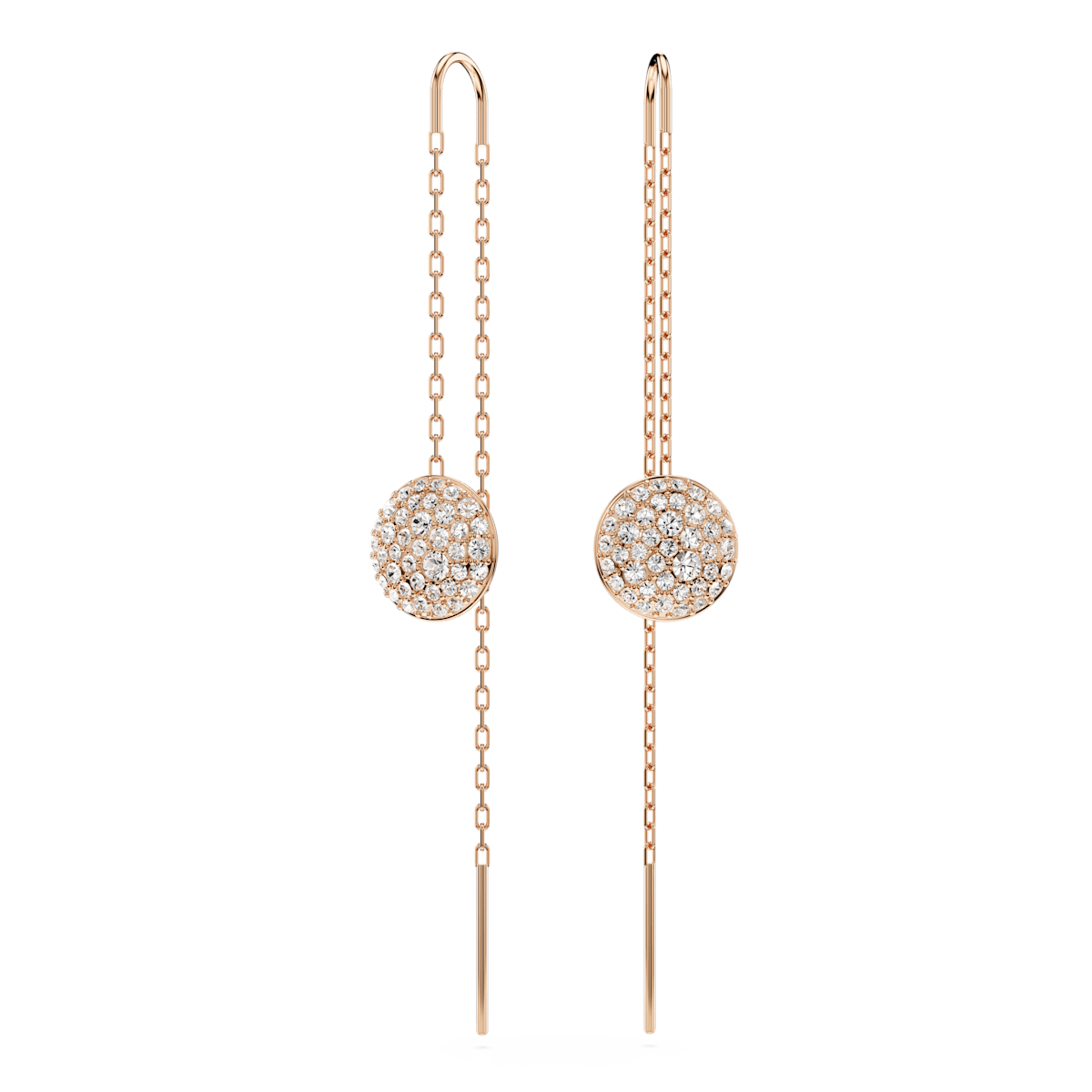 Meteora drop earrings, White, Rose gold-tone plated