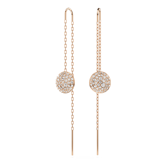 Meteora drop earrings, White, Rose gold-tone plated