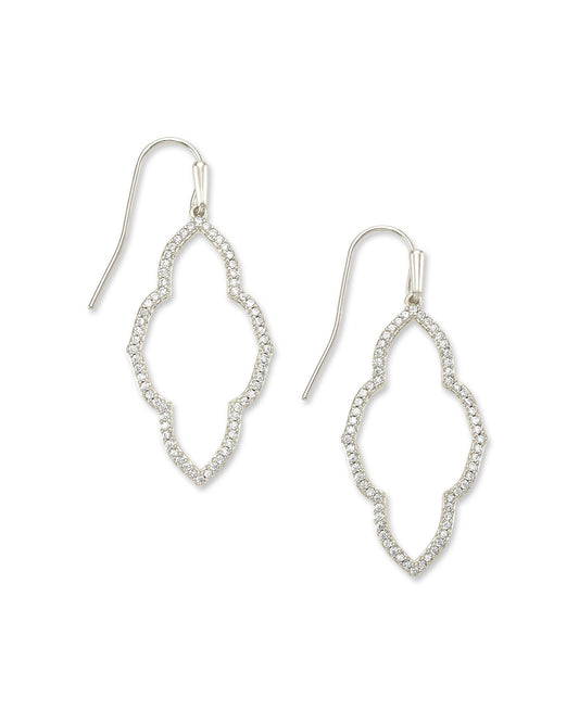 Kendra Scott ABBIE SMALL OPEN FRAME EARRINGS 4217719624 E1730GLD 2.25'L X 0.66'W RHODIUM METAL