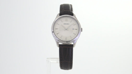 Load and play video in Gallery viewer, Seiko Women&amp;#39;s Noble Brown Leather Watch - Multi SUR427
