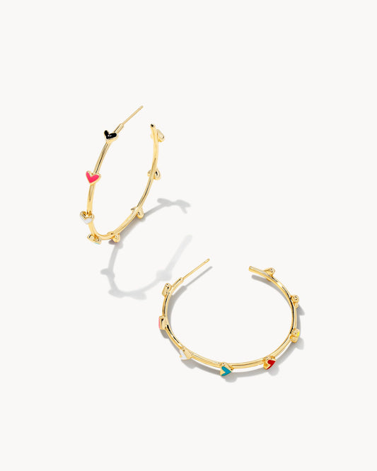 Kendra Scott HAVEN HEART HOOP EARRINGS 9608800161 N1708GLD 1.63' OUTSIDE DIAMETER, 0.16'L X 0.19'W STATION GOLD MULTI MIX
