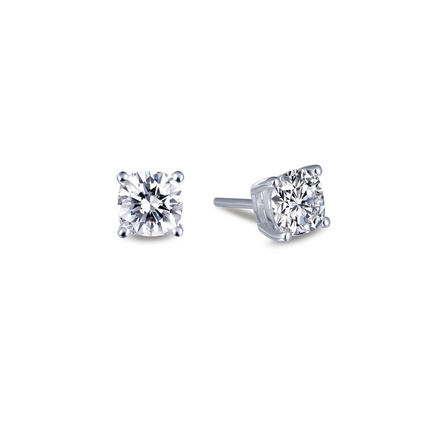 Load image into Gallery viewer, LaFonn Platinum Simulated Diamond  4.50mm Cushion, Approx. 0.56 CTW EARRINGS 1.12 CTW Stud Earrings
