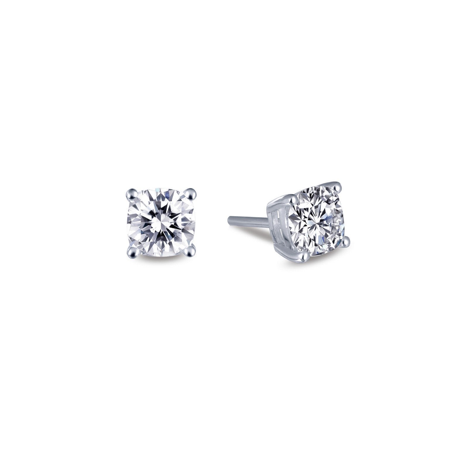 LaFonn Platinum Simulated Diamond  5.50mm Cushion, Approx. 0.99 CTW EARRINGS 1.98 CTW Stud Earrings