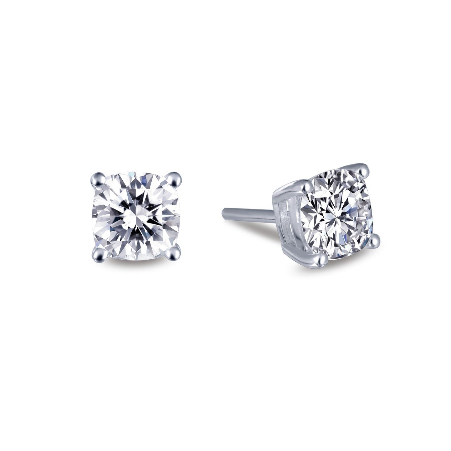 LaFonn Platinum Simulated Diamond  6.50mm Cushion, Approx. 1.59 CTW EARRINGS 3.18 CTW Stud Earrings