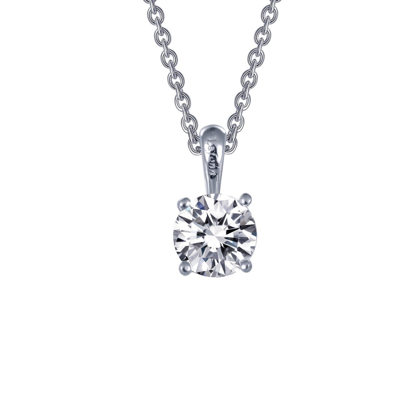 LaFonn Platinum Simulated Diamond  6.50mm Round, Approx. 1.03 CTW NECKLACES 1 CTW Solitaire Necklace