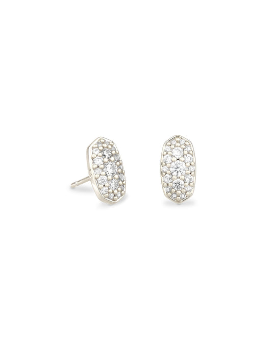 Kendra Scott GRAYSON CRYSTAL STUD EARRINGS 4217719669 N1670GLD 0.41'L X 0.22'W RHODIUM METAL WHITE CZ