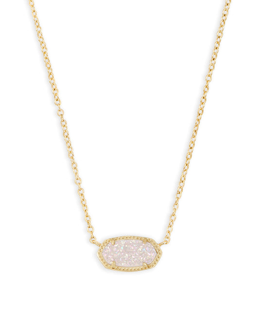 Kendra Scott ELISA SHORT PENDANT NECKLACE 4217709208 N5067RHD 0.63'L x 0.38'W stationary pendant, 15' chain with 2' extender GOLD IRIDESCENT DRUSY