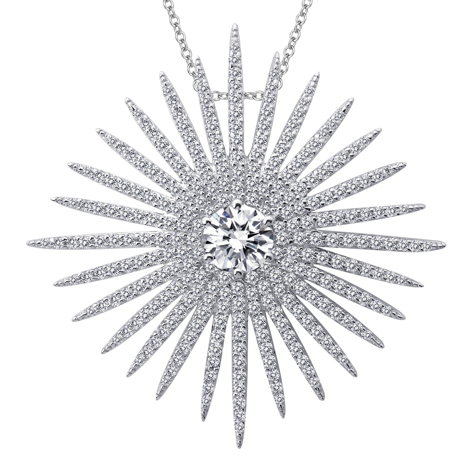Lafonn Sunburst Pendant Necklace 269 Stone Count 7P003CLP18