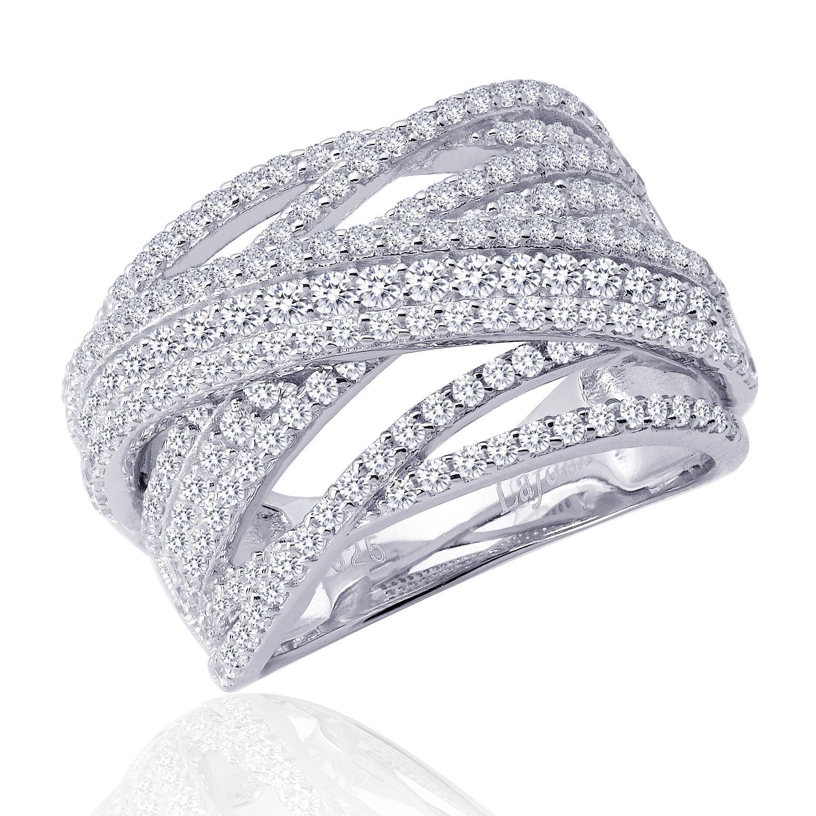 Lafonn Pave Glam Anniversary Band Simulated Diamond RINGS Size 6 Platinum 2.37 CTS 