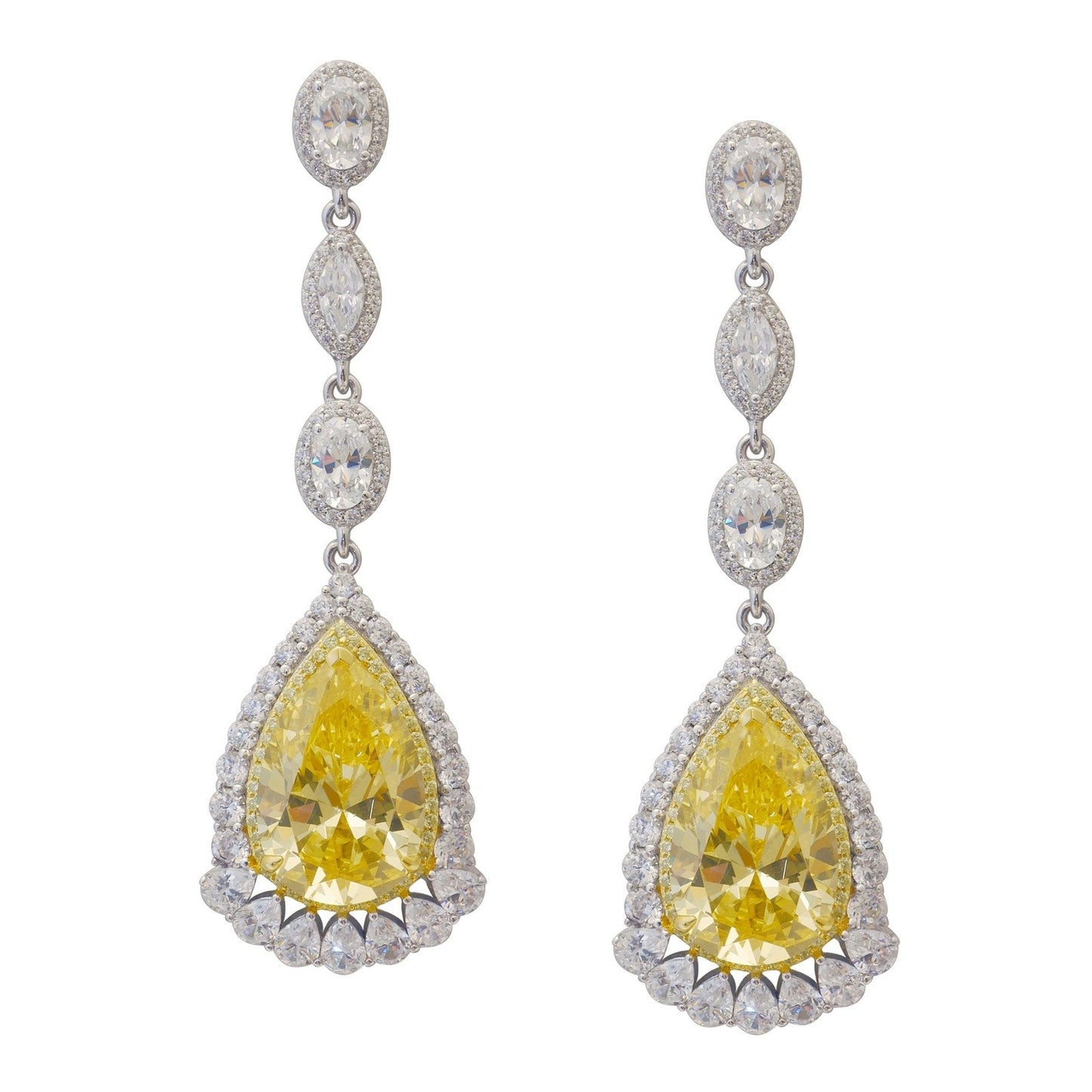 Load image into Gallery viewer, Lafonn Regal Statement Drop Earrings Canary EARRINGS Platinum 18 CTS Approx. 15mm (W) x 55mm (H)
