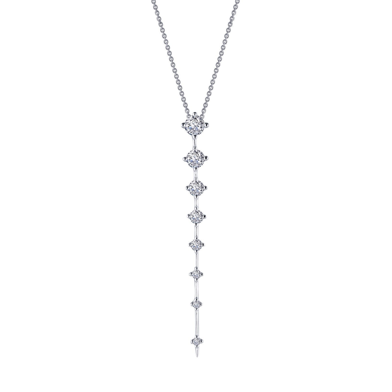 LaFonn Platinum Simulated Diamond  4.00mm Round, Approx. 0.25 CTW NECKLACES Adjustable Icicle Necklace