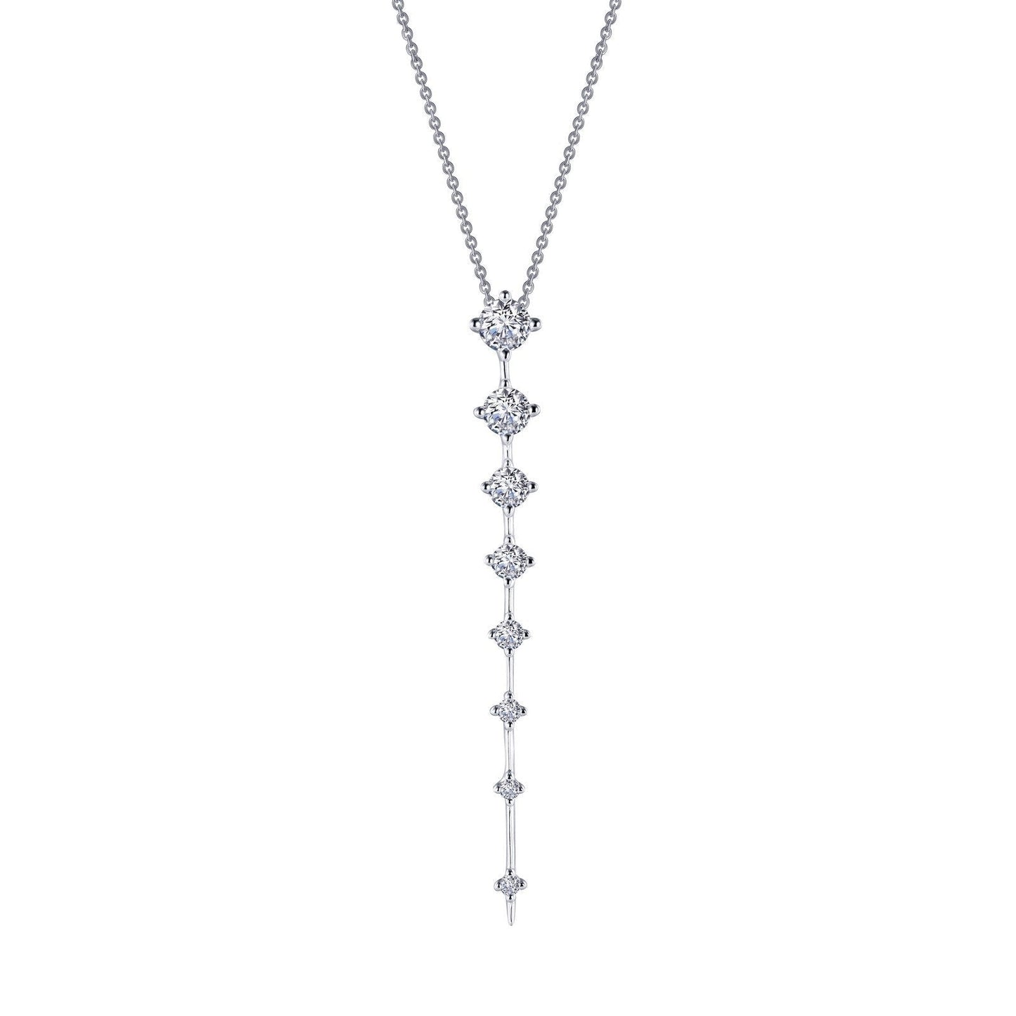 LaFonn Platinum Simulated Diamond  4.00mm Round, Approx. 0.25 CTW NECKLACES Adjustable Icicle Necklace