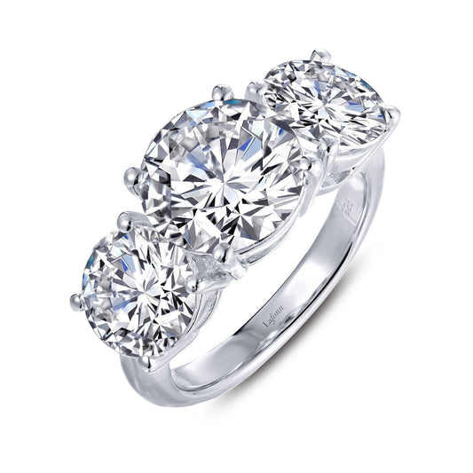 Lafonn Three-Stone Engagement Ring Simulated Diamond RINGS Size 7 Platinum 7.95 CTS Approx.10.0mm(W)