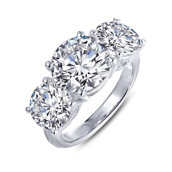 Lafonn Three-Stone Engagement Ring Simulated Diamond RINGS Size 6 Platinum 7.95 CTS Approx.10.0mm(W)