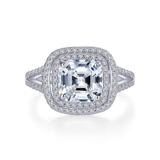 Lafonn Stunning Engagement Ring Simulated Diamond RINGS Size 10 Platinum 4 CTS Approx. 13.5mm (W)