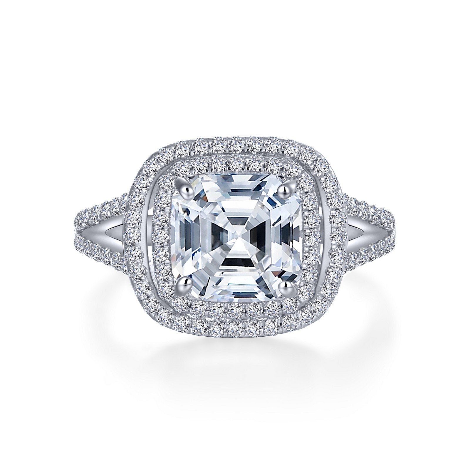 Lafonn Stunning Engagement Ring Simulated Diamond RINGS Size 8 Platinum 4 CTS Approx. 13.5mm (W)