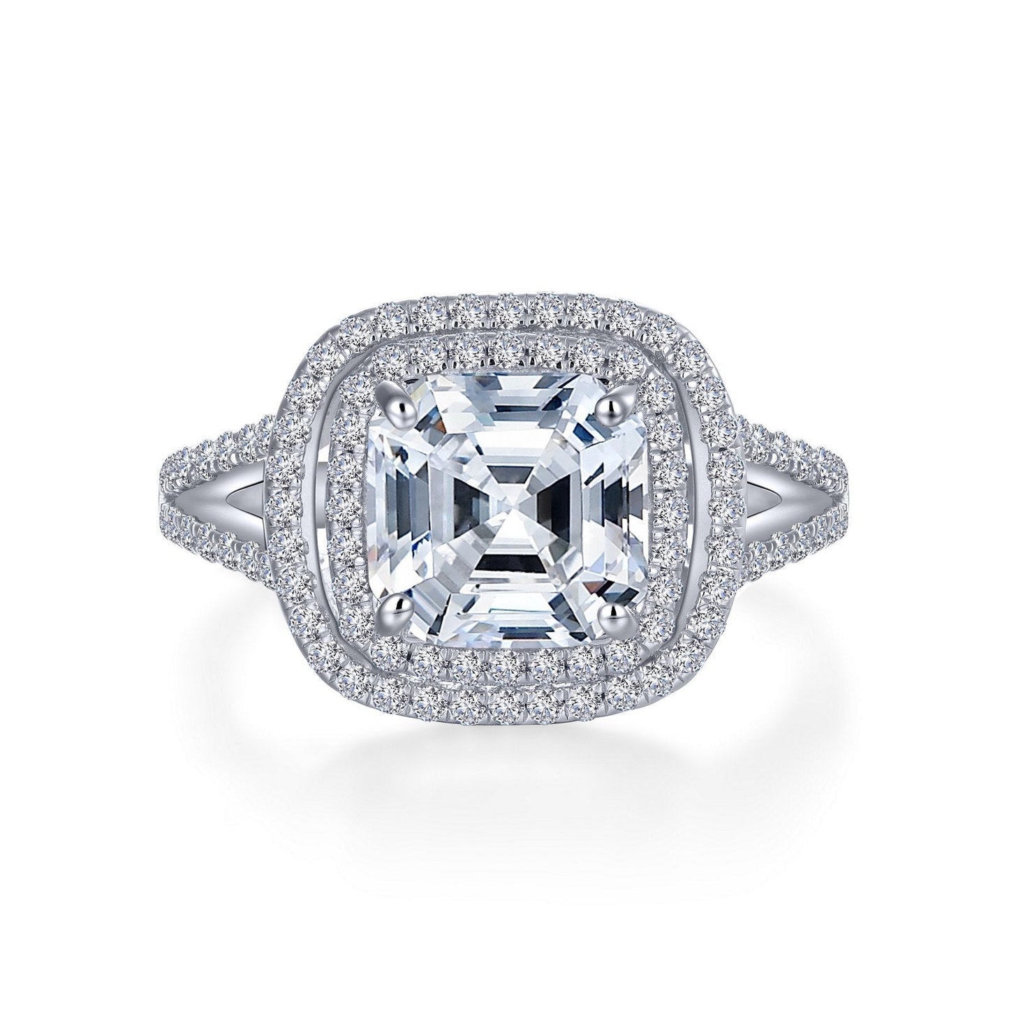 Lafonn Stunning Engagement Ring Simulated Diamond RINGS Size 5 Platinum 4 CTS Approx. 13.5mm (W)