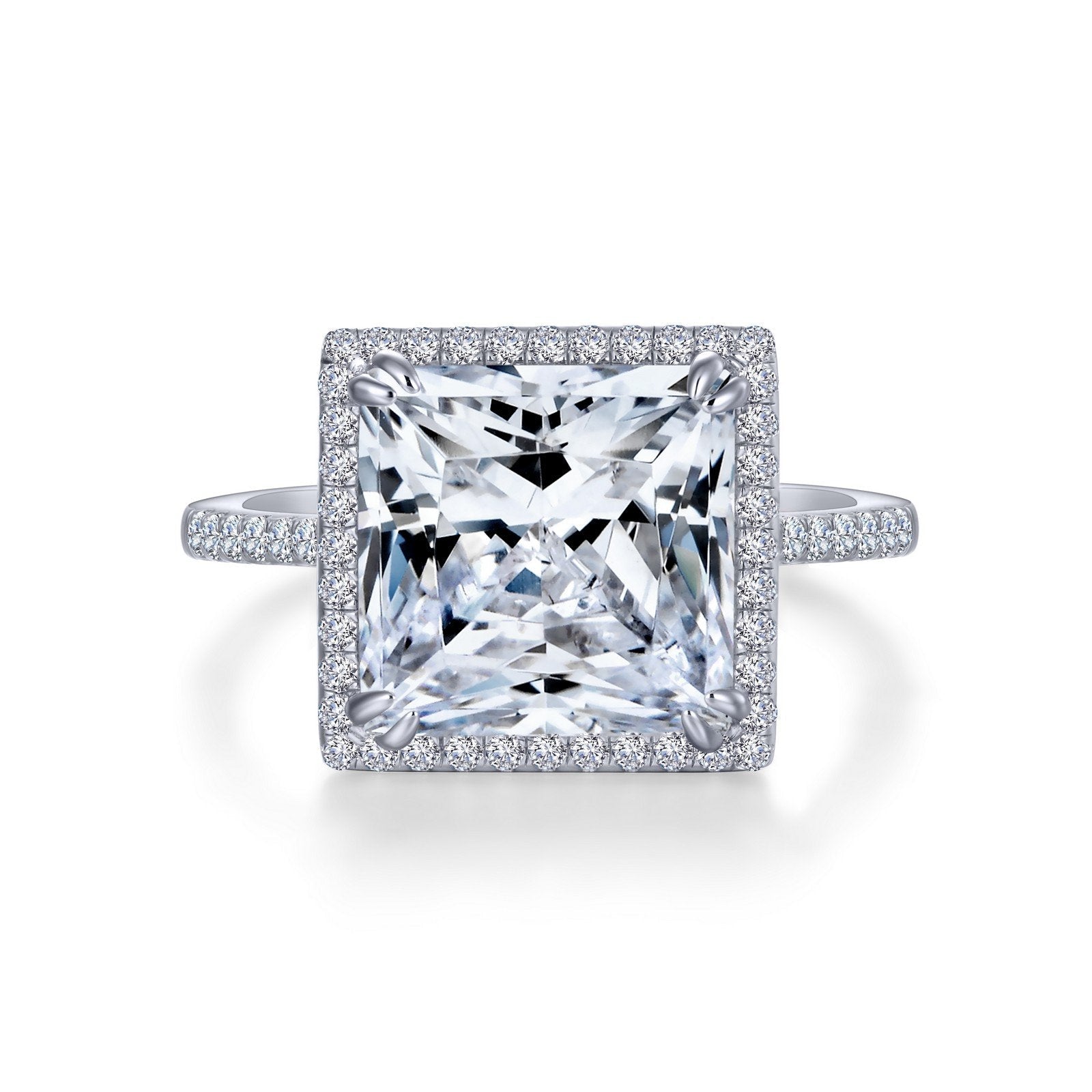 Lafonn Stunning Engagement Ring Simulated Diamond RINGS Size 7 Platinum 6.15 CTS Approx. 12mm (W)