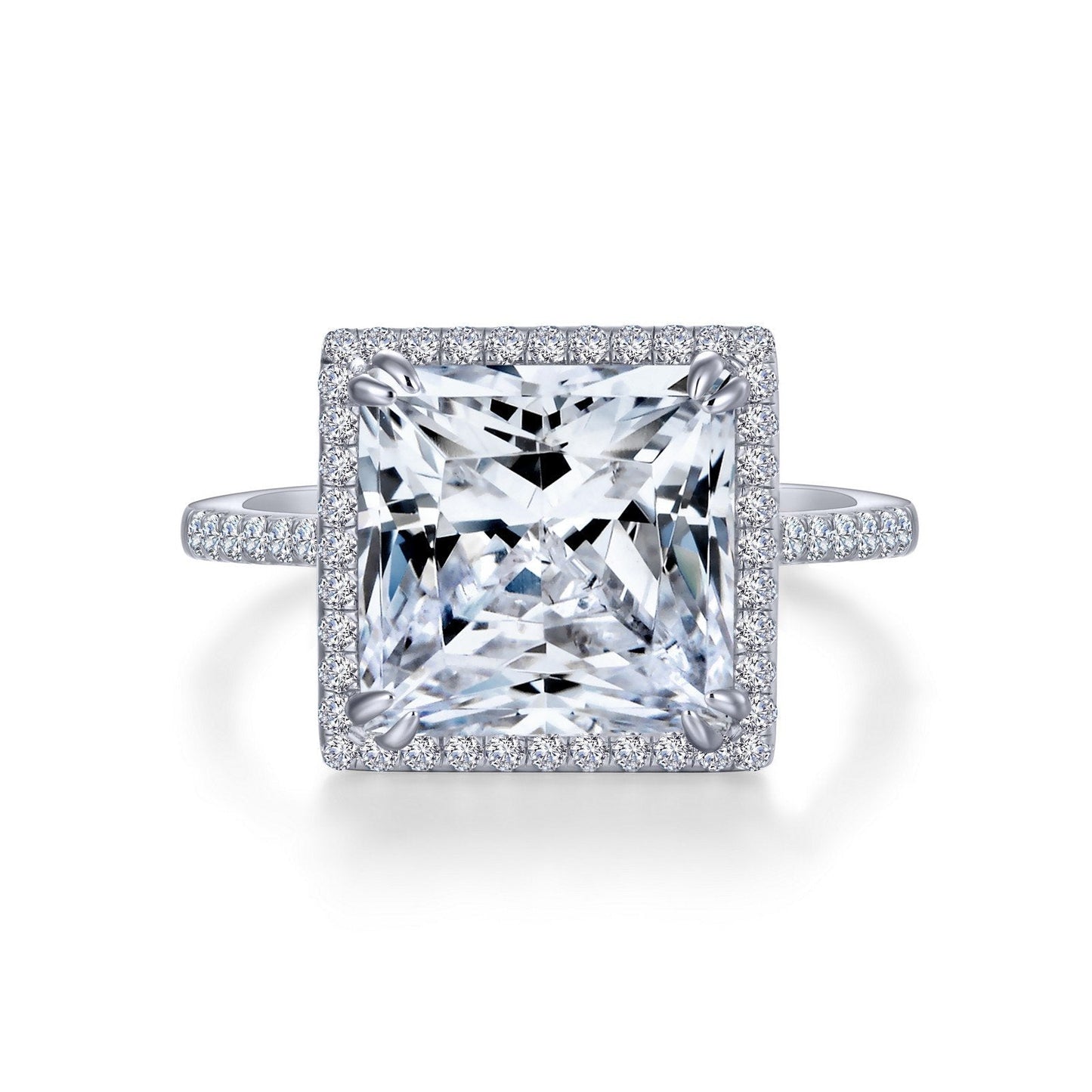 Lafonn Stunning Engagement Ring Simulated Diamond RINGS Size 8 Platinum 6.15 CTS Approx. 12mm (W)