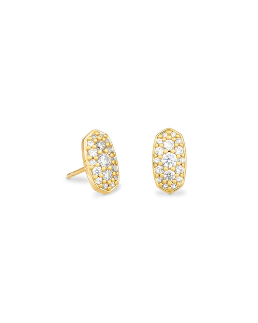 Kendra Scott GRAYSON CRYSTAL STUD EARRINGS 4217719659 E1788RSG 0.41'L X 0.22'W GOLD METAL WHITE CZ
