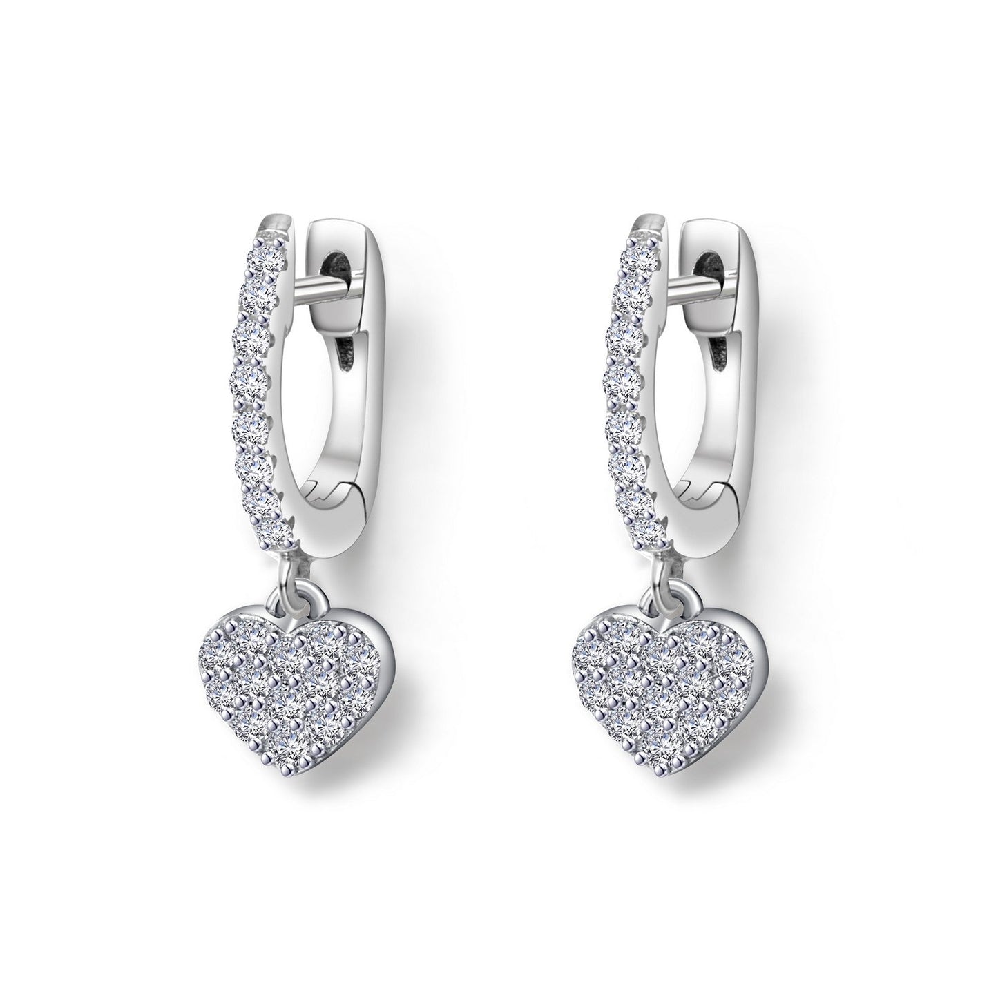 Lafonn Mini Heart Huggies Simulated Diamond EARRINGS Platinum 0.42 CTS Approx. 17.5mm (H) x 6.1mm (W)