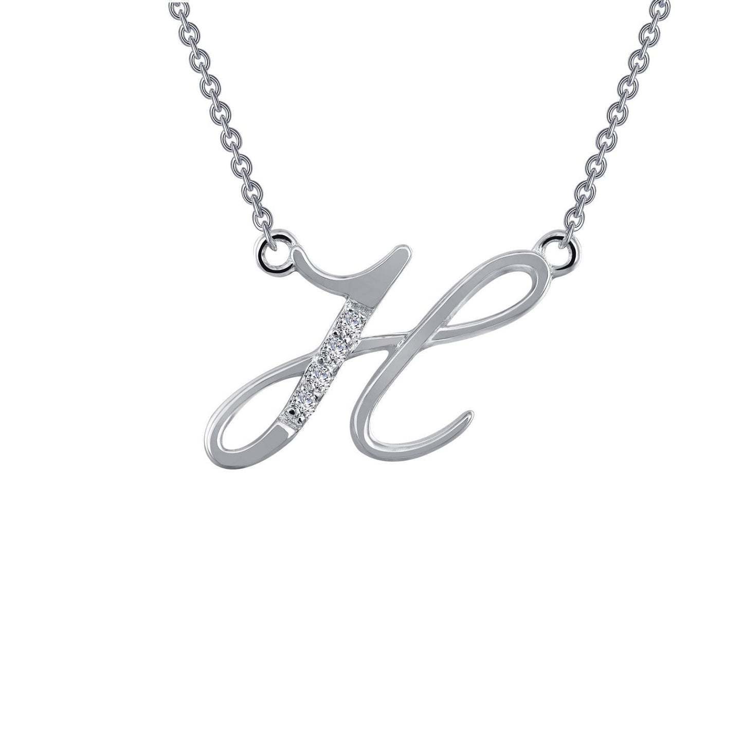 LaFonn Platinum Simulated Diamond N/A NECKLACES Letter H Pendant Necklace