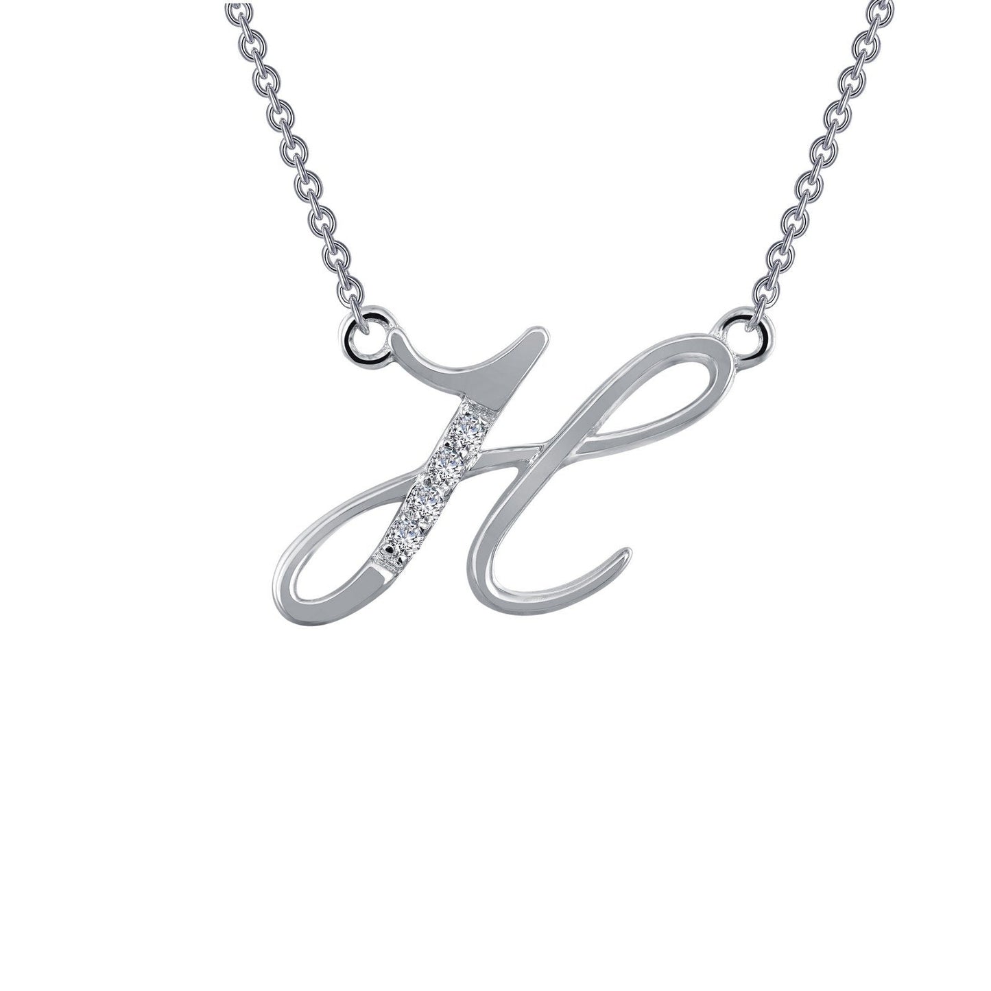 Load image into Gallery viewer, Lafonn Letter H Pendant Necklace Simulated Diamond NECKLACES Platinum 0.04 CTS 
