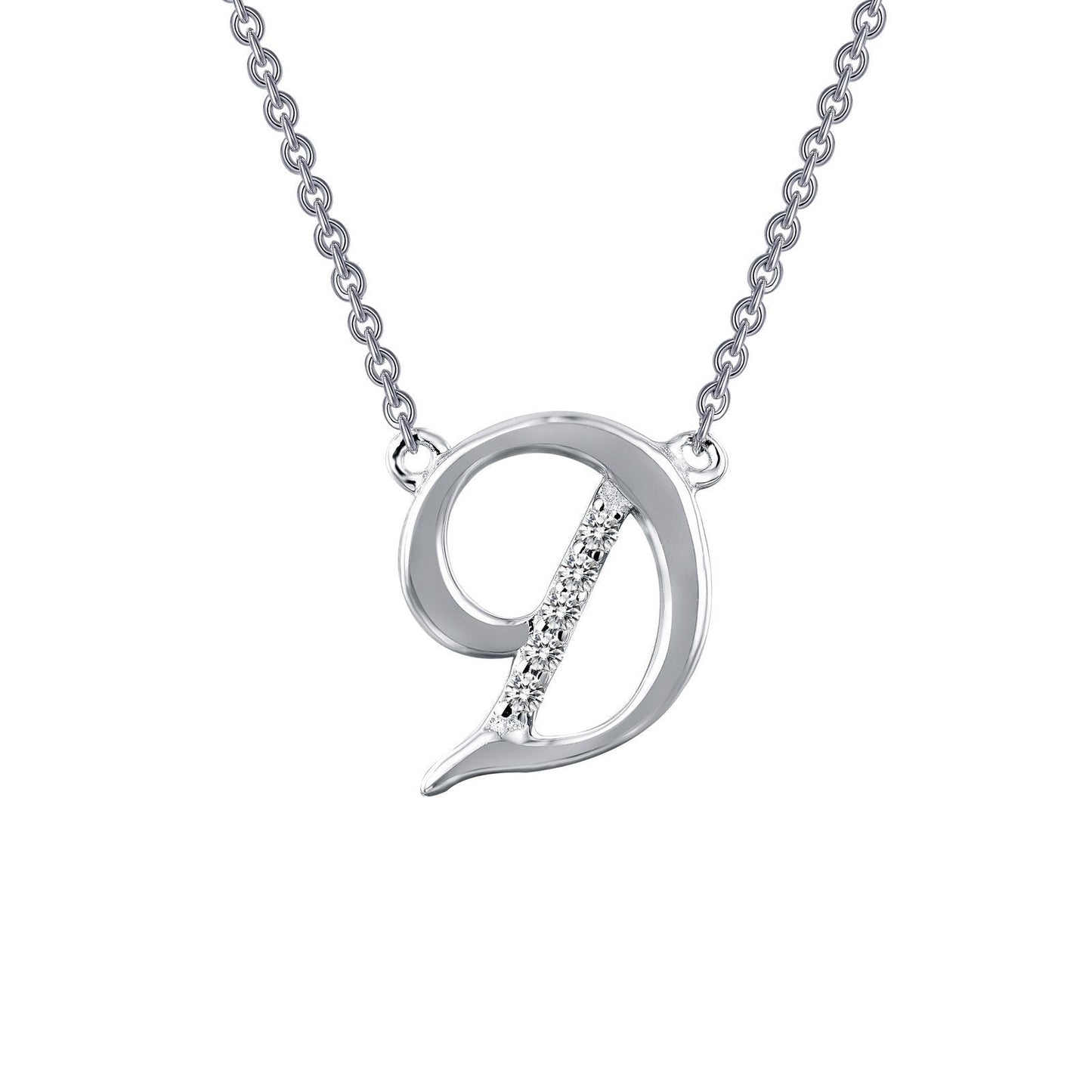 LaFonn Platinum Simulated Diamond N/A NECKLACES Letter D Pendant Necklace