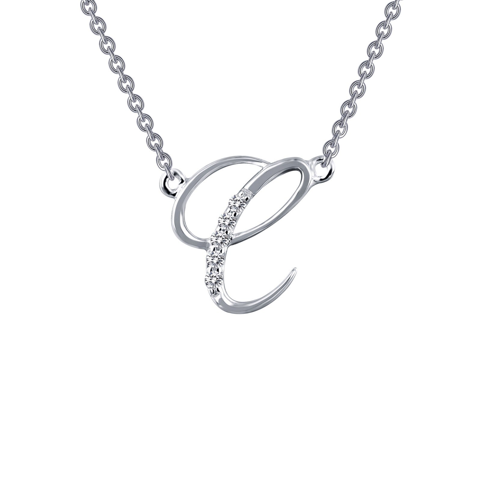 Lafonn Letter C Pendant Necklace 5 Stone Count 9N067CLP18