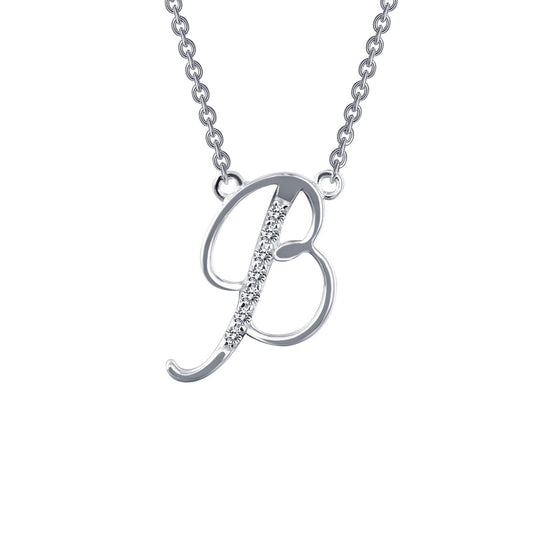 LaFonn Platinum Simulated Diamond N/A NECKLACES Letter B Pendant Necklace