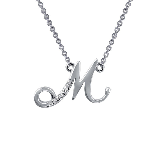 Lafonn Letter M Pendant Necklace 4 Stone Count 9N071CLP18