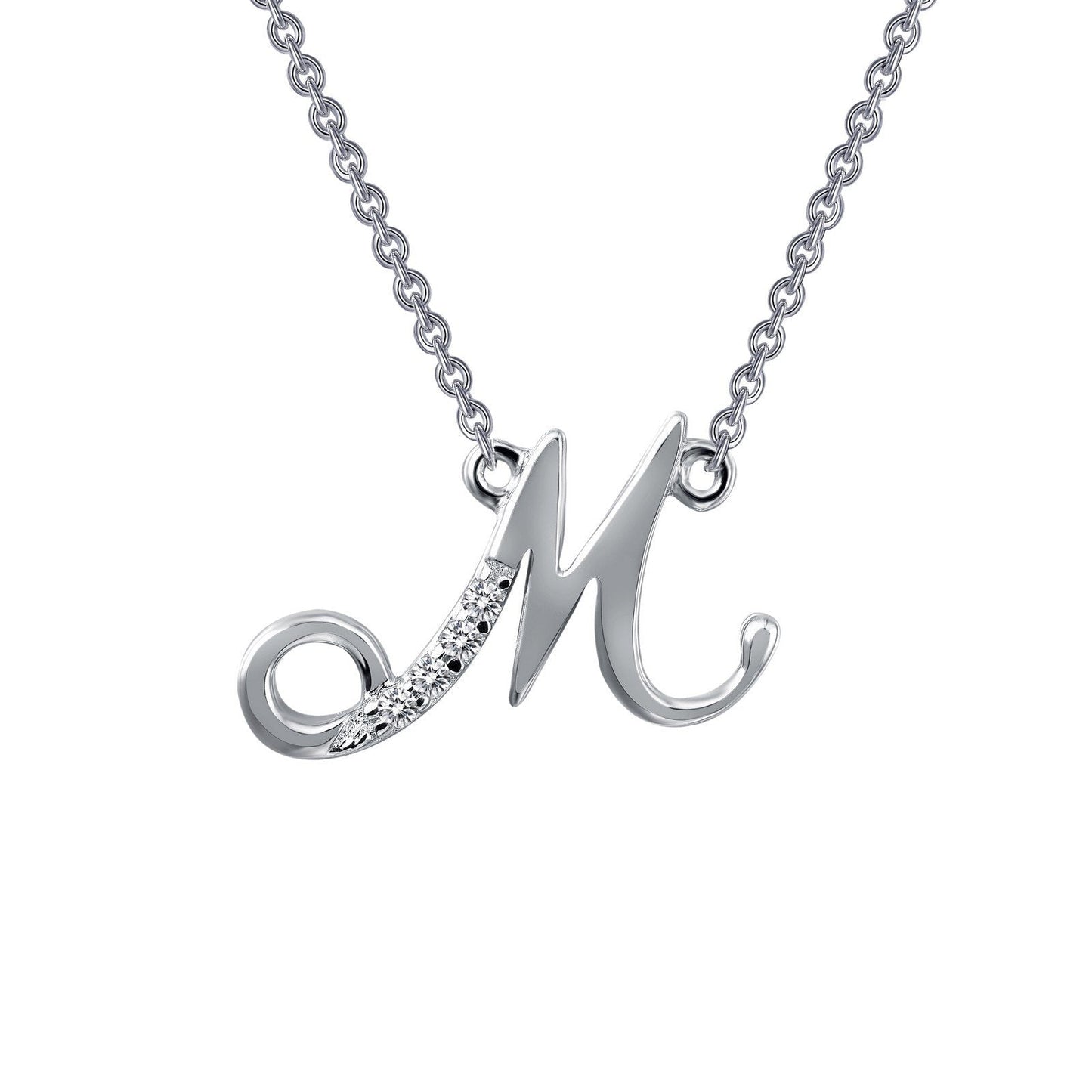 LaFonn Platinum Simulated Diamond N/A NECKLACES Letter M Pendant Necklace