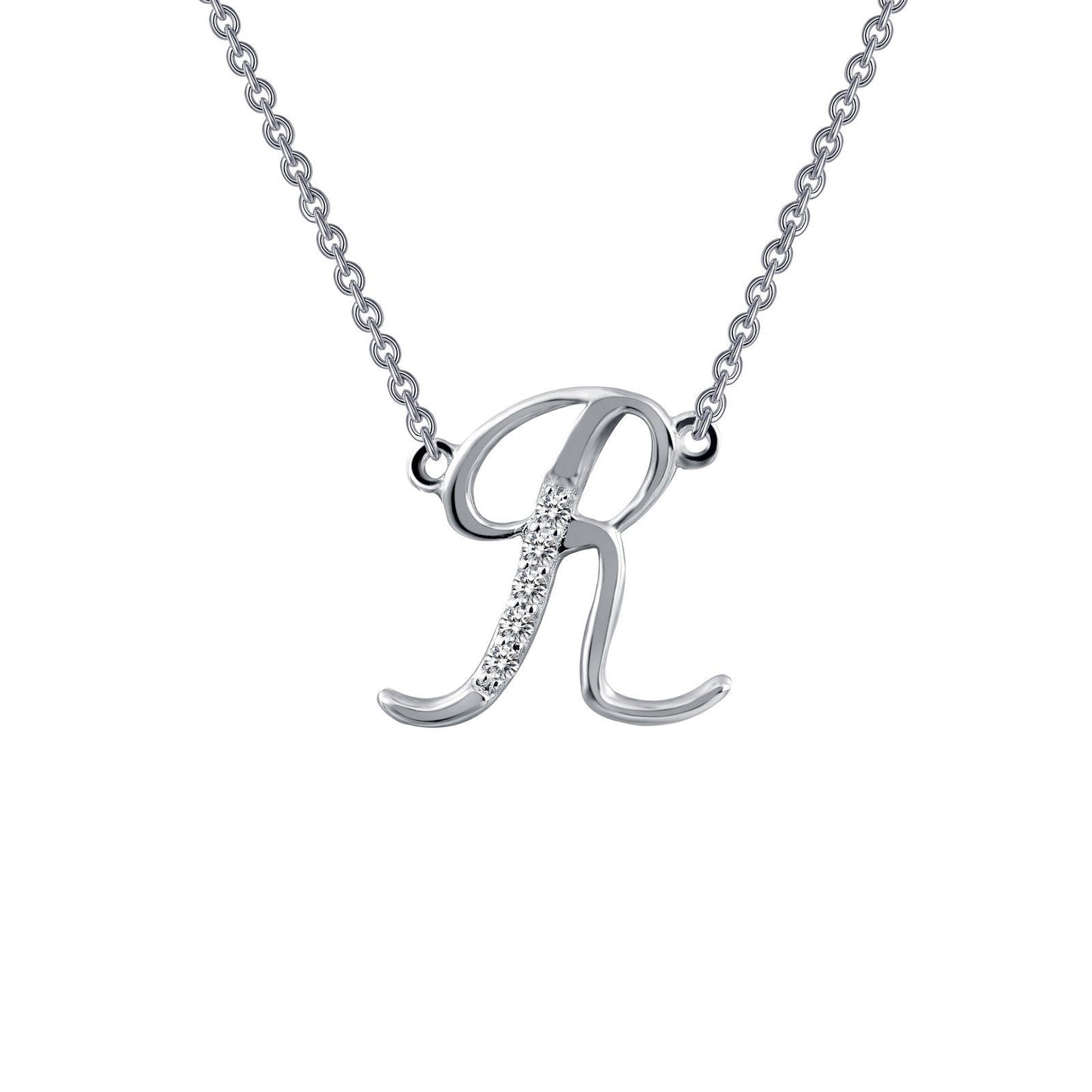 LaFonn Platinum Simulated Diamond N/A NECKLACES Letter R Pendant Necklace