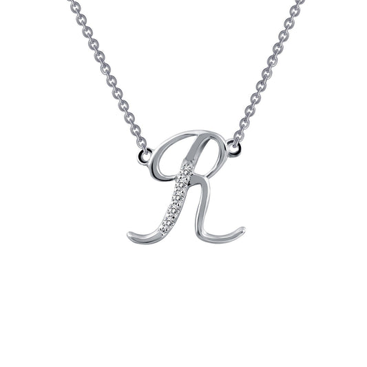 Lafonn Letter R Pendant Necklace 5 Stone Count 9N074CLP18