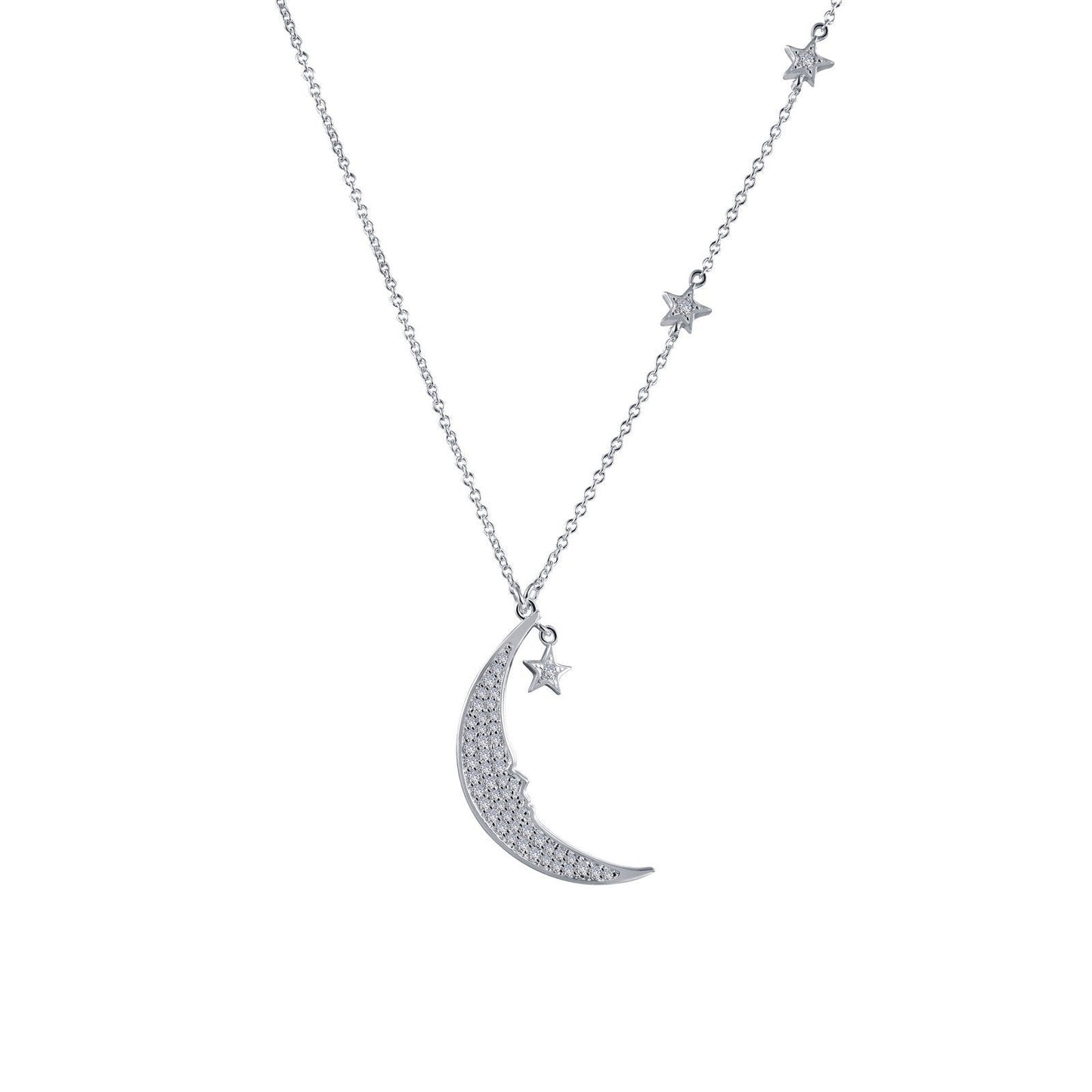 LaFonn Platinum Simulated Diamond N/A NECKLACES Moon & Star Necklace