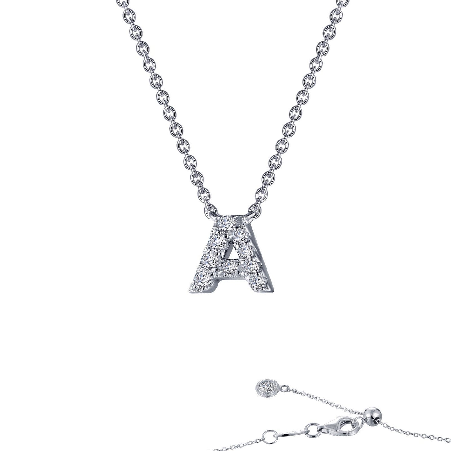 Load image into Gallery viewer, Lafonn Letter A Pendant Necklace Simulated Diamond NECKLACES Platinum 0.36 CTS Approx. 6mm (H) x 6.5mm (W)
